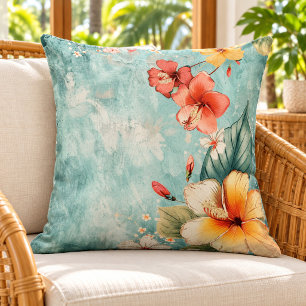 Boho Breezy Tropical Flower Cushion