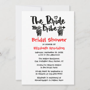Boho Bridal Shower Black & White Tribal Wedding Invitation