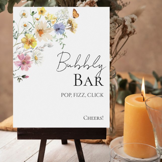 Boho Bridal Shower Bubbly Bar Pop Fizz Clink Sign (Creator Uploaded)