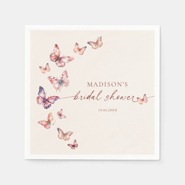 Boho Bridal Shower Butterfly  Napkin (Front)