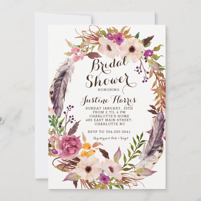 Boho Bridal Shower Invitation (Front)