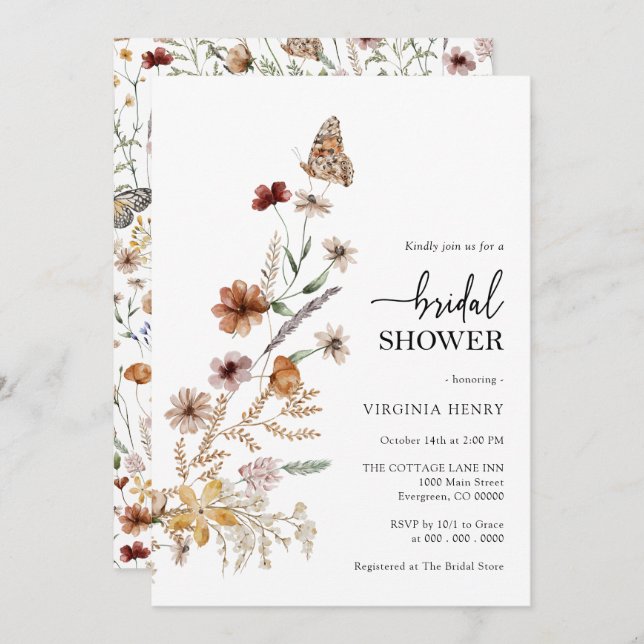 Boho Bridal Shower Invitation (Front/Back)