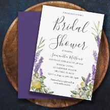 Boho Bridal Shower Lemon & Lavender Foliage 