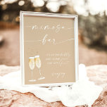 Boho Bridal Shower Mimosa Bar Sign<br><div class="desc">This Mimosa Bar Sign features a beautifully modern minimalist calligraphy- perfect to display at your shower or event's bubbly station! Text and background colours are fully editable —> click the "Customise Further" button to edit!</div>