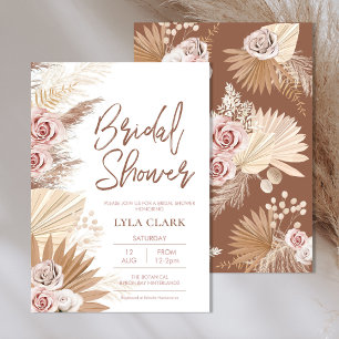 Boho Bridal Shower Pampas Floral Bridal Shower Invitation