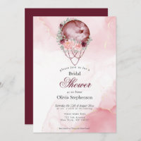 Boho Bridal Shower Pink Maroon Full Moon