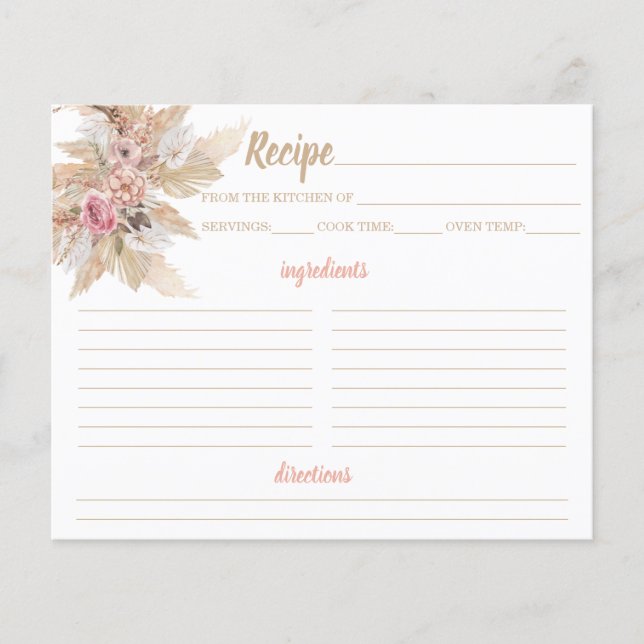 Boho Bridal Shower Recipe Card (Front)
