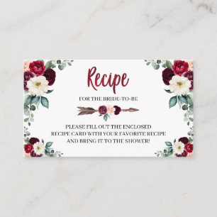 Boho Bridal Shower Recipe Enclosure Card
