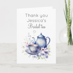 Boho Bridal Tea Blue Floral Vintage Bridal Shower Card