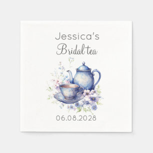 Boho Bridal Tea Blue Floral Vintage Bridal Shower Napkin