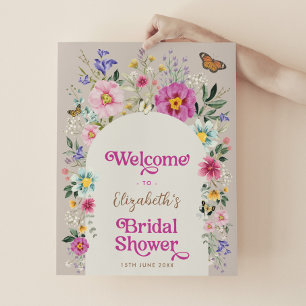 Boho Bright Flowers Bridal Shower Welcome Poster