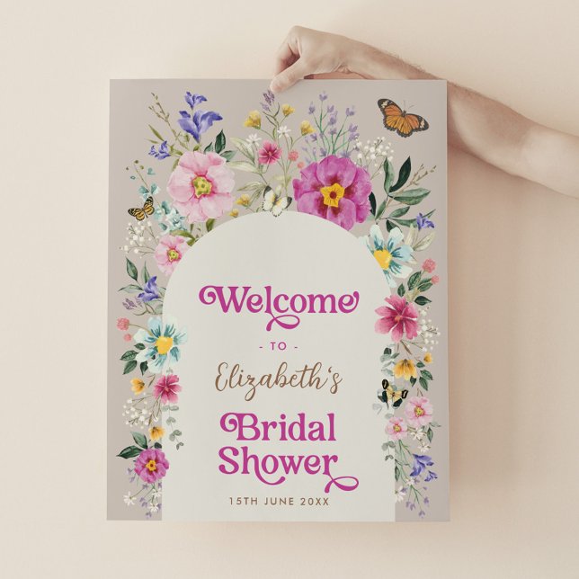 Boho Bright Flowers Bridal Shower Welcome Poster (Creator Uploaded)