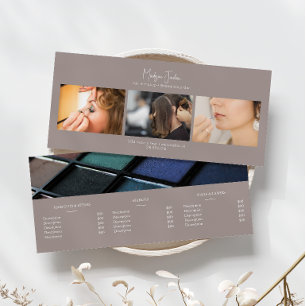 Boho Brown Add Photos Hair Makeup Service Price Rack Card