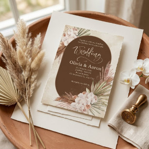 Boho Brown Arch Watercolor Wedding Invitation