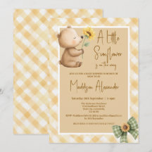 Boho Brown Bear Sunflower Baby Shower