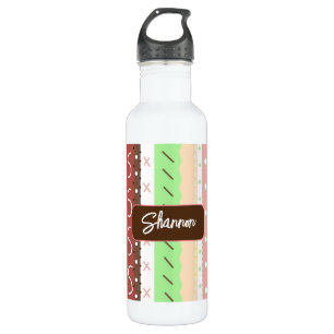 Boho Brown, Burgundy, Green and Mauve Whimsical 710 Ml Water Bottle