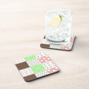 Boho Brown, Burgundy, Green and Mauve Whimsical  Coaster