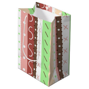 Boho Brown, Burgundy, Green and Mauve Whimsical  Medium Gift Bag