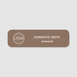 Boho Brown Business Logo Employee Name Tag