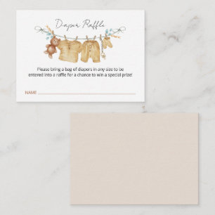 Boho Brown Clothesline Baby Shower Diaper Raffle Enclosure Card