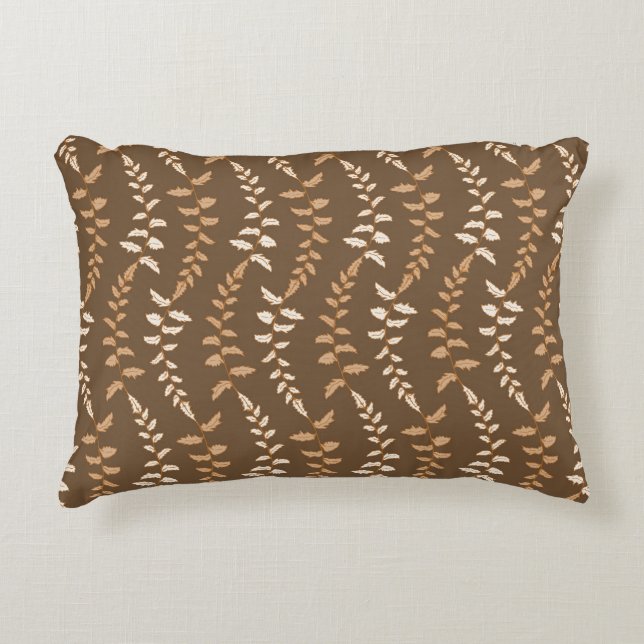 Boho Brown Cream Fern Strings - seamless pattern. Decorative Cushion (Front)