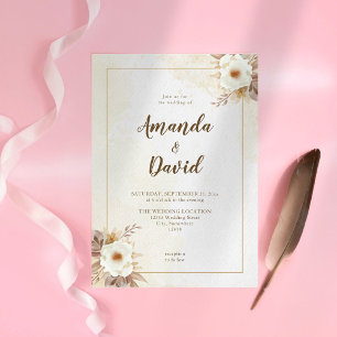 Boho Brown Elegant and Simple Wedding Invitation
