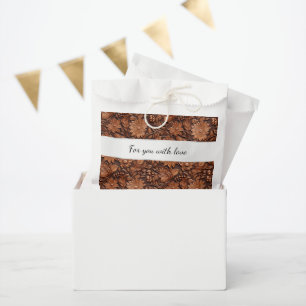 Boho Brown Faux Leather Floral Wedding Favour Bags
