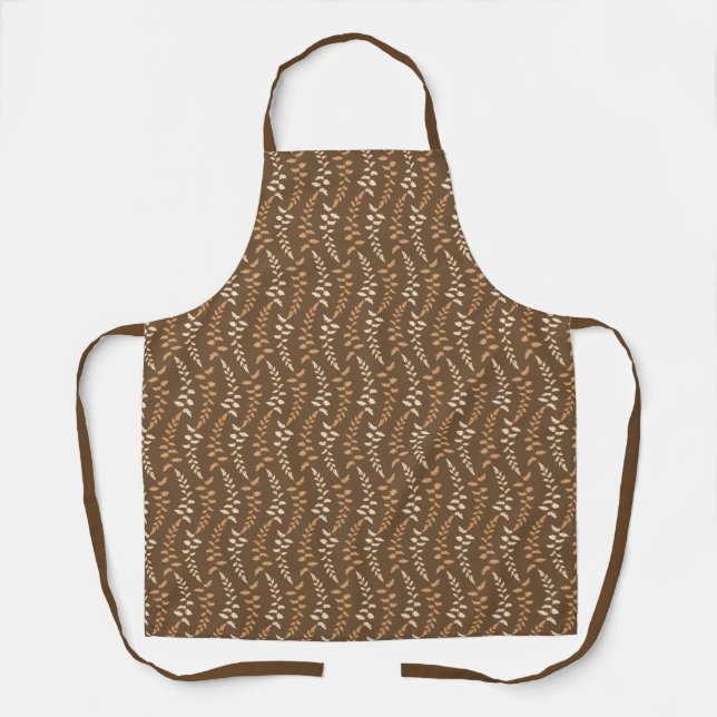 Boho Brown Fern Strings - seamless pattern. Apron (Front)