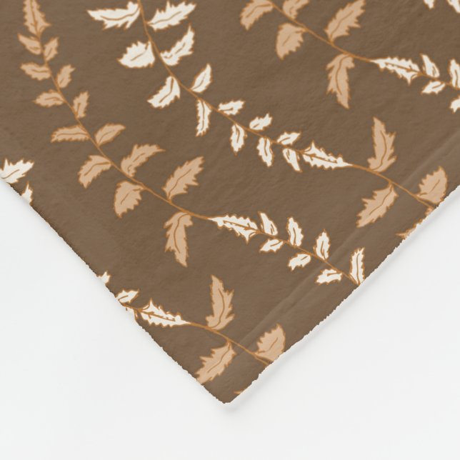 Boho Brown Fern Strings - seamless pattern. Fleece Blanket (Corner)