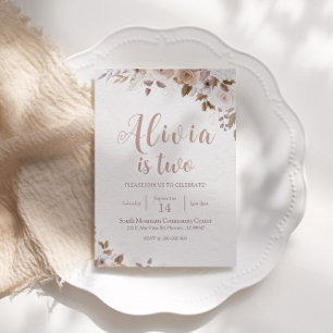 Boho Brown Floral Birthday Invitation