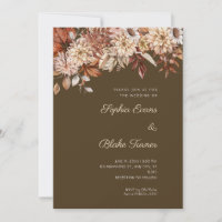 Boho Brown Floral Winter Coffee Brown Wedding