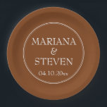 Boho Brown Modern Border Minimalist Paper Plate<br><div class="desc">Modern wedding paper plates for your wedding reception,  rehearsal dinner and bridal shower in the border minimalist Boho brown theme.</div>