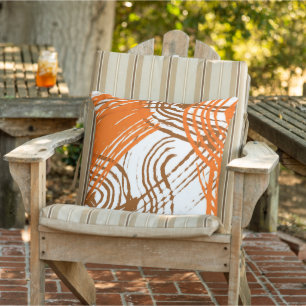 Boho Brown, Orange Abstract Design Cushion