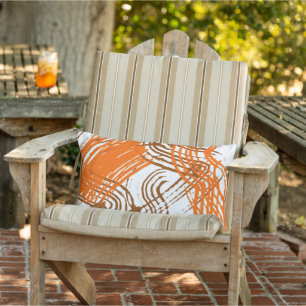 Boho Brown, Orange Abstract Design    Lumbar Cushion