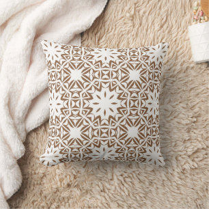 Boho Brown White Pattern  Cushion