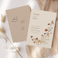 Boho Brown Wildflowers and Butterflies Wedding