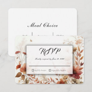Boho Browns with Butterflies Floral Wedding RSVP Card