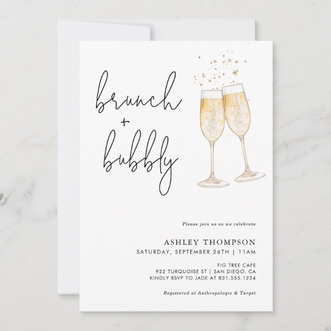 Boho Brunch & Bubbly Bridal Shower Invitation (Front)