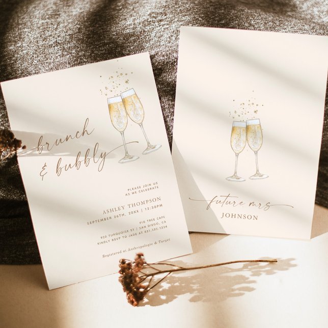 Boho Brunch & Bubbly Bridal Shower Invitation (Creator Uploaded)