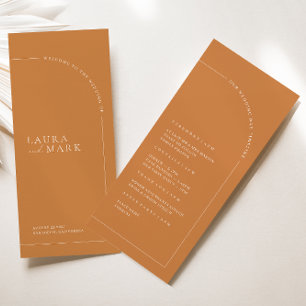 Boho Brunt Orange Arch Minimalist Wedding Program