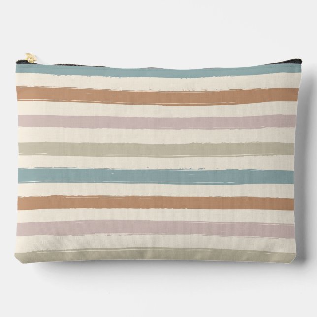 Boho Brush Stripes Seamless Earth Tone Accessory Pouch (Front)