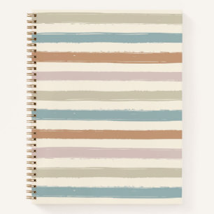 Boho Brush Stripes Seamless Earth Tone Notebook