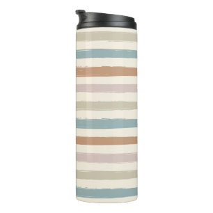Boho Brush Stripes Seamless Earth Tone Thermal Tumbler