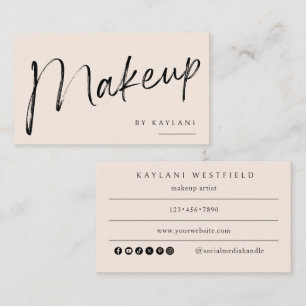 Boho Brushed Makeup Business Card Beauty Artist