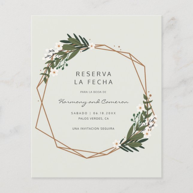 Boho Budget Spanish Wedding Save the Date (Front)