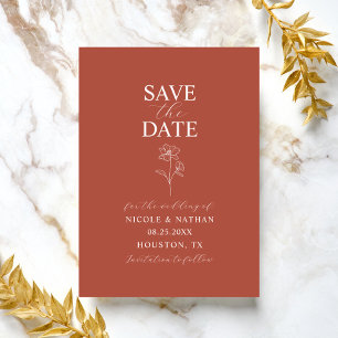 Boho Budget Terracotta Rust Flower Wedding DIY S Save The Date