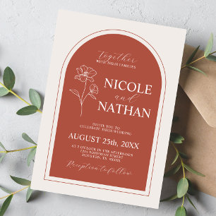 Boho Budget Terracotta Rustic Flower Wedding   DIY Invitation