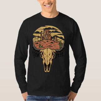 Boho Bull Skull Desert Sunset Roam Free Western Co T-Shirt