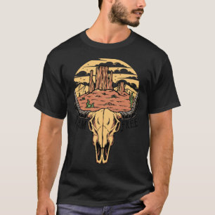 Boho Bull Skull Desert Sunset Roam Free Western Co T-Shirt