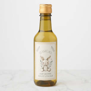 ~Boho Bunny Neutral Baby Shower Wine Label